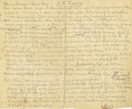 Brudnopis listu Juliana Cudziewicza do Olgi Karskiej